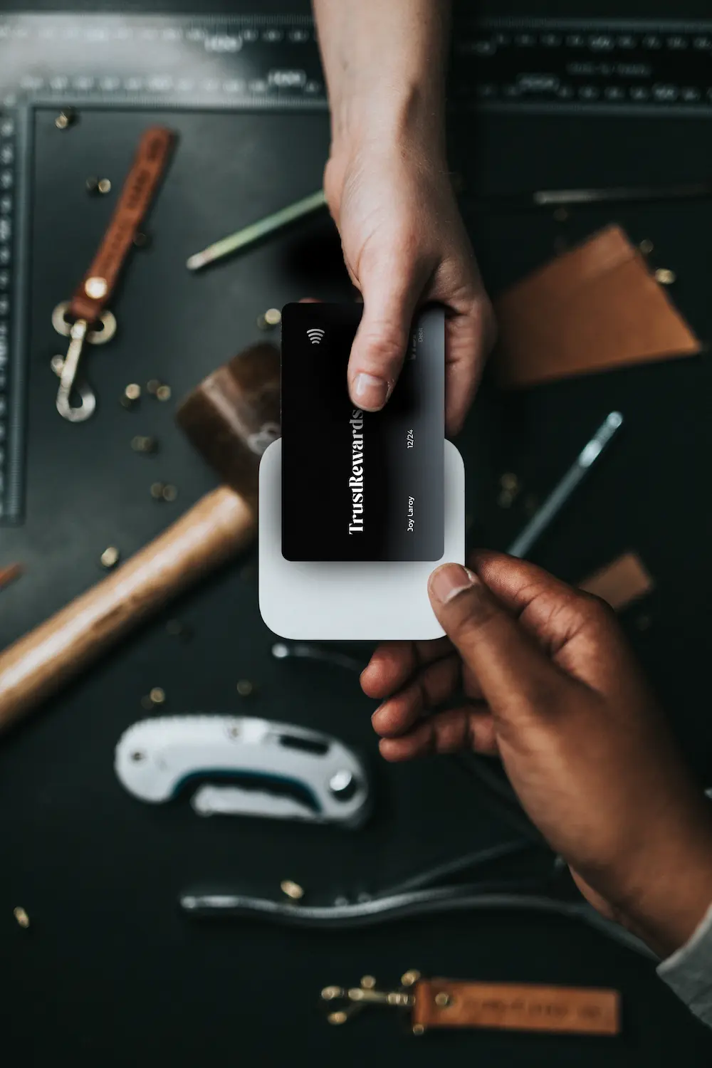 Person paying with a contactless card